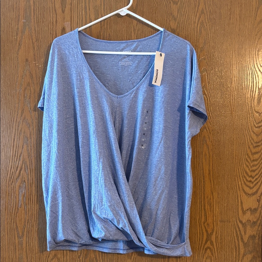 Sonoma NWT  Light Blue Women's Short Sleeve Top Size 1X
